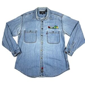 Levi's Denim Shirt Button Up Mens L Vintage Embroidered Tractor Workwear